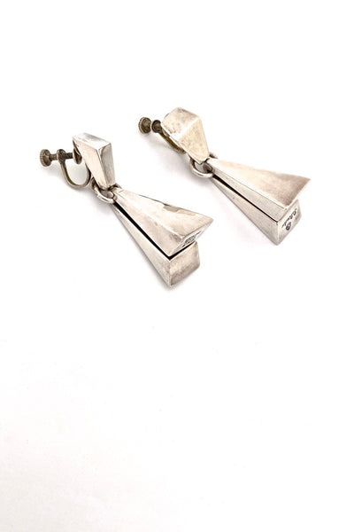Salvador Teran Mexico silver drop earrings Modernist jewelry design