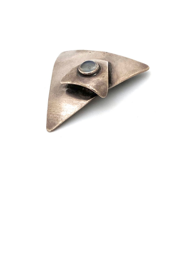 American Modernist Sam Kramer silver moonstone brooch Samantha Howard Vintage