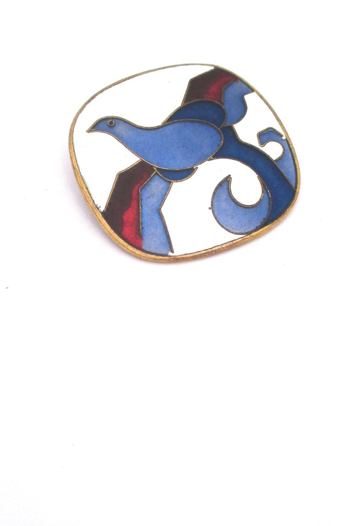 detail Scholz & Lammel Germany signed vintage matte enamel brooch Schibensky Perli Bunge
