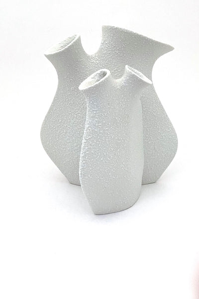 Sgrafo Modern Germany vintage Korallenform porcelain double vase textured glaze Peter Muller mid century modern design
