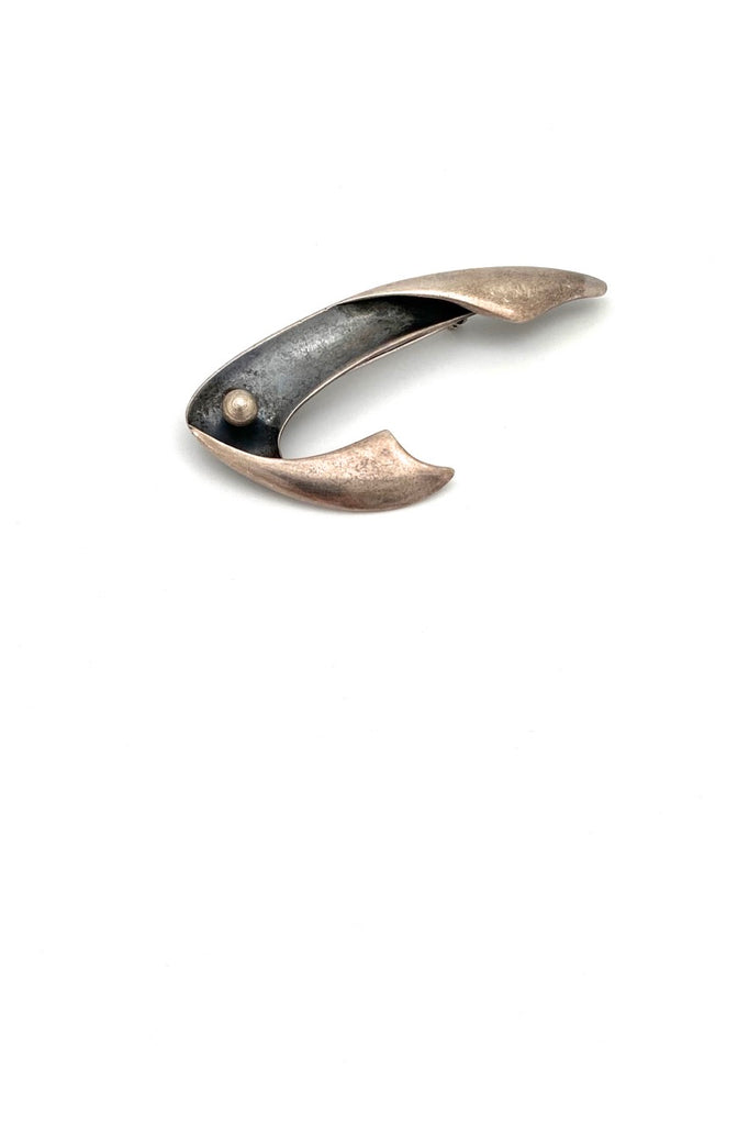 Sigi Pineda Taxco Mexico vintage silver large dimensional brooch Modernist jewelry design
