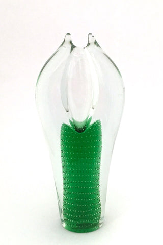 Skrdlovice Czechoslovakia vintage blown glass controlled bubble vase by Pavel Juda