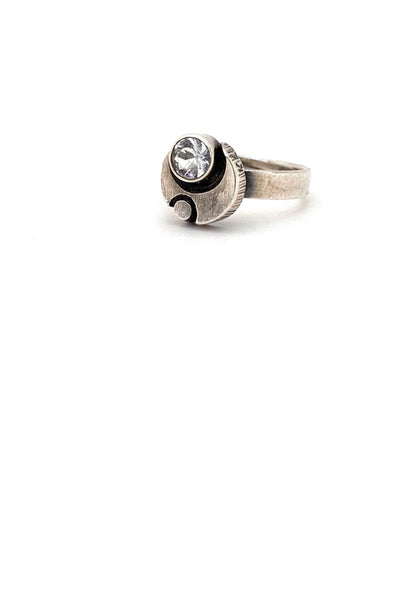 Karl Laine Sten and Laine Finland vintage silver rock crystal ring Scandinavian Modernist jewelry design