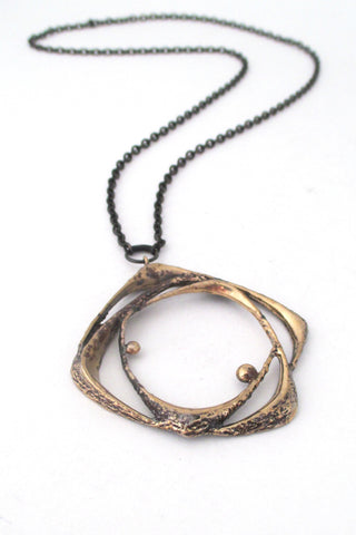 Sten and Laine Finland vintage bronze Scandinavian Modernist necklace