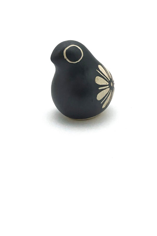 Strawberry Hill Pottery vintage ceramic small bird matte black glaze
