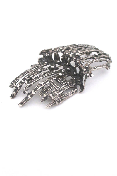 Studio Else and Paul Norway vintage Scandinavian modernist large sterling silver brutalist brooch
