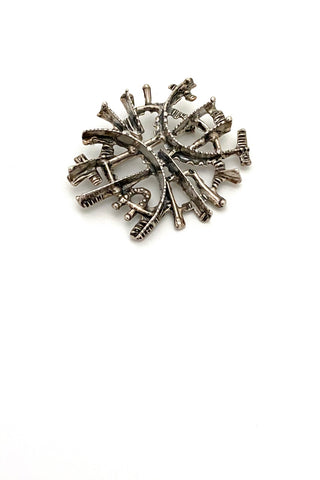 Studio Else & Paul Norway vintage brutalist silver pendant brooch Scandinavian Modernist jewelry design