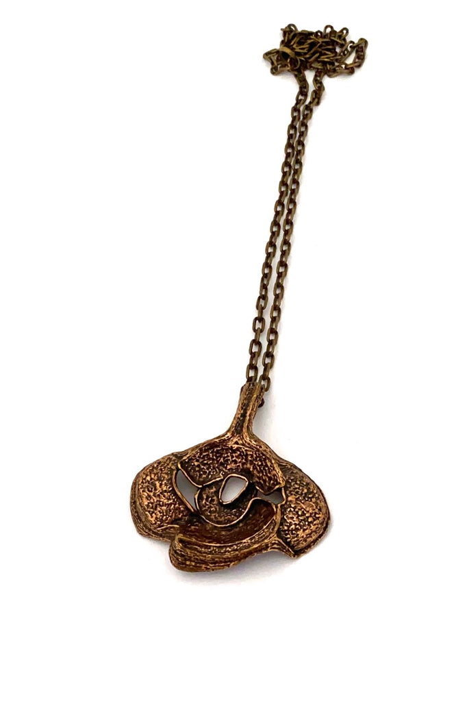 Studio Else Paul Norway vintage bronze sculptural pendant necklace Scandinavian Modernist jewelry design