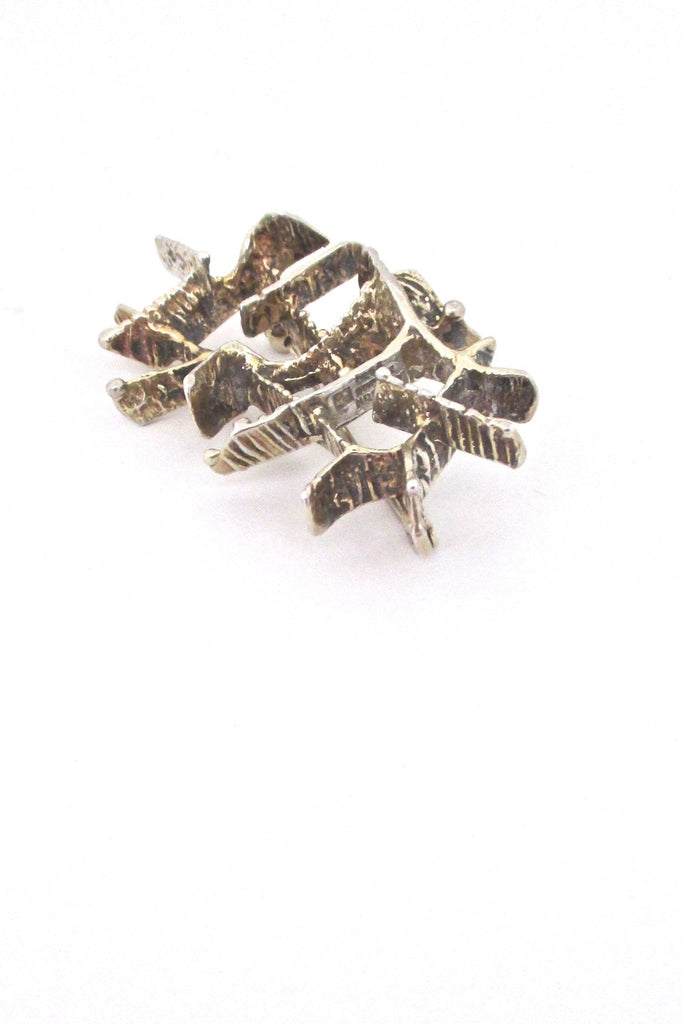 Studio Else and Paul Norway vintage silver brutalist openwork brooch