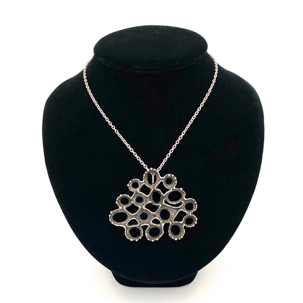 detail Studio Else and Paul Norway vintage silver openwork pendant necklace Scandinavian Modernist jewelry design