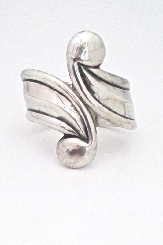 Taxco Mexico vintage sterling silver large modernist clamper bracelet mid century design