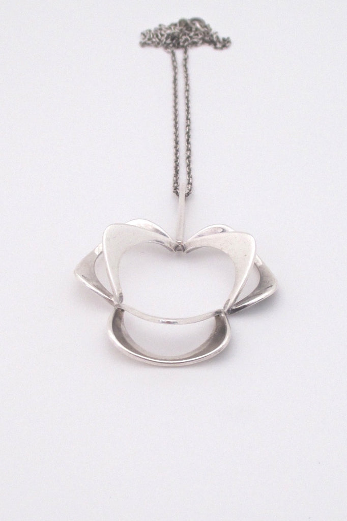 Theresia Hvorslev for Alton Sweden vintage silver large Scandinavian Modern dimensional pendant necklace 1970