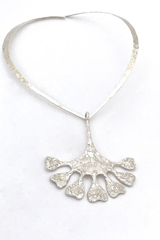 Theresia Hvorslev MEMA Sweden vintage brutalist textured silver extra large pendant 1972 Scandinavian Modern jewelry design