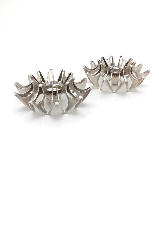 Theresia Hvorslev Sweden vintage Scandinavian Modernist pair silverplate candle holders