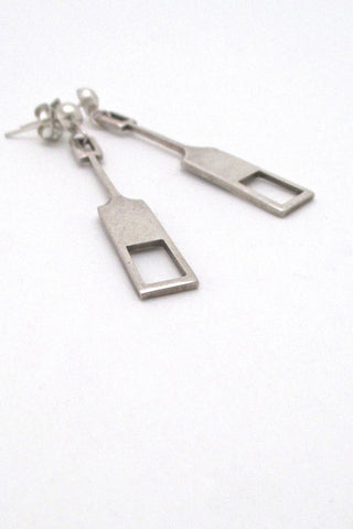 Tone Vigeland for Plus Studios Norway mid century silver drop earrings Nordic Design