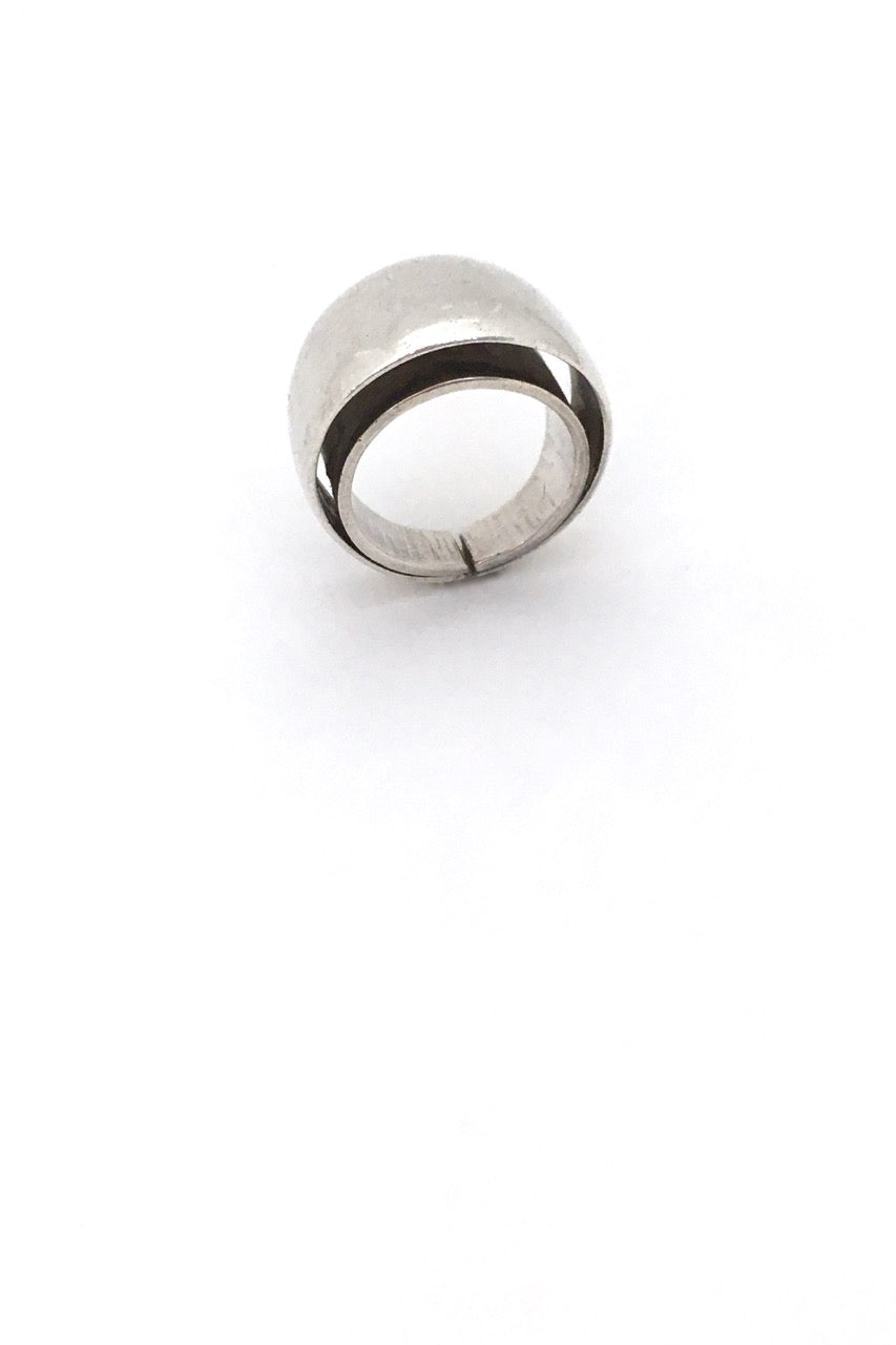 Plus Studios Norway Design vintage silver wide double ring by Tone Vigeland Scandinavian Modern jewelry design
