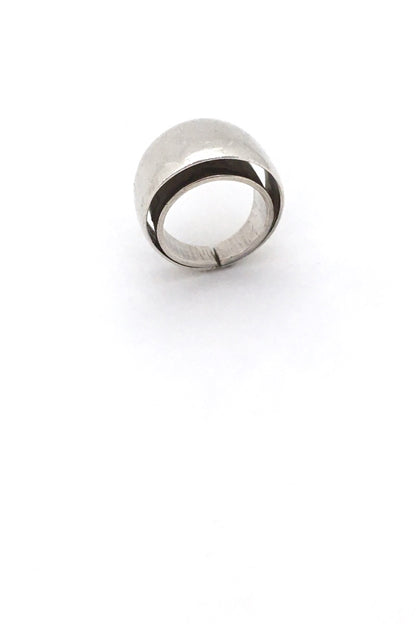 Plus Studios Norway Design vintage silver wide double ring by Tone Vigeland Scandinavian Modern jewelry design