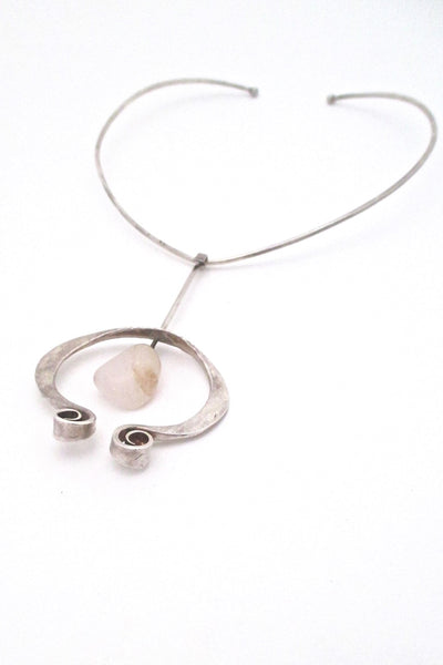 Tone Vigeland Plus Studio Norway vintage silver quartz pendant and neck ring necklace Scandinavian Modern design