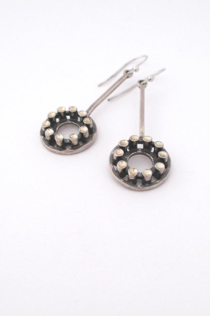 Uni David Andersen Scandinavian Modern vintage silver drop earrings by Marianne Berg