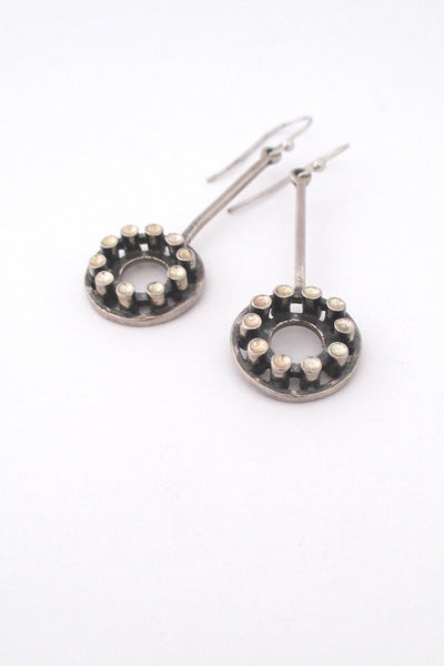 Uni David Andersen Scandinavian Modern vintage silver drop earrings by Marianne Berg