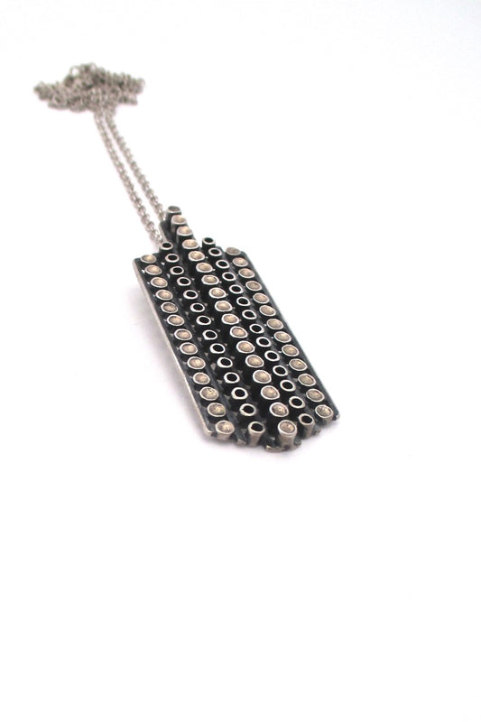 Uni David Andersen Norway vintage Scandinavian Modern silver large pendant necklace mcm design jewelry