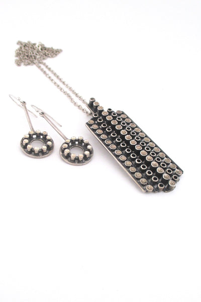 Uni David Andersen Scandinavian Modern vintage silver pendant and drop earrings by Marianne Berg