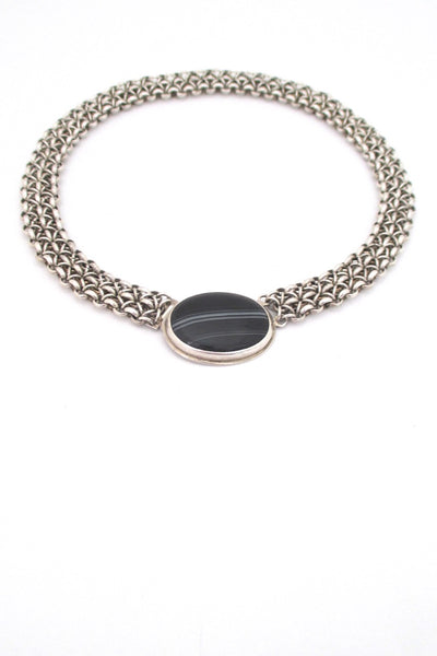 Uni David-Andersen heavy silver banded agate necklace ~ Solfrid Simensen