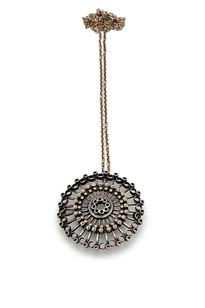 Uni David-Andersen Norway vintage silver starburst pendant brooch necklace Marianne Berg Scandinavian Modernist jewelry design