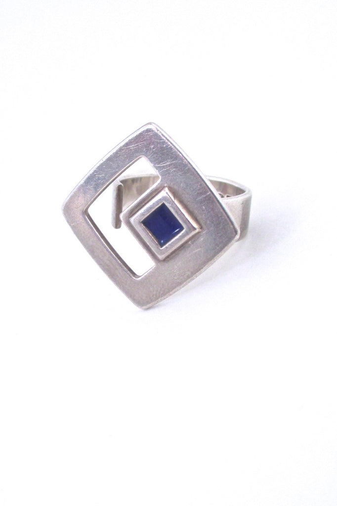 Unoaerre Itale vintage modernist mid century silver enamel ring by Mirella Forlivesi