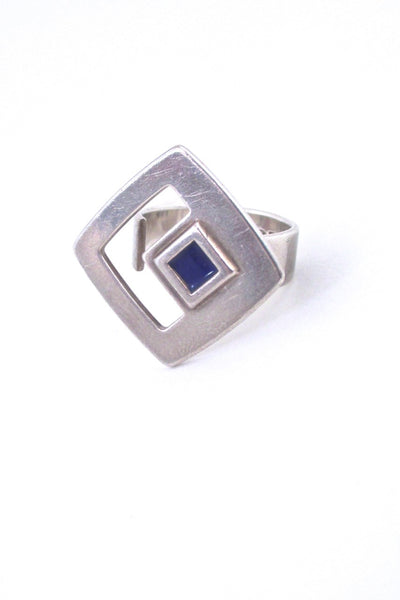 Unoaerre Itale vintage modernist mid century silver enamel ring by Mirella Forlivesi