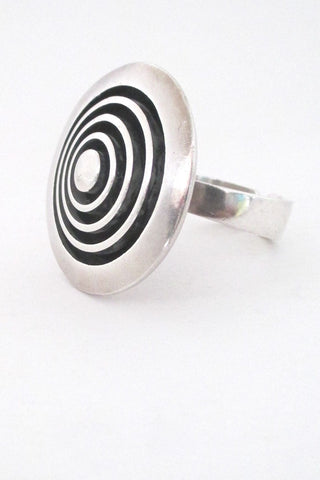 Uwe Moltke Denmark vintage Scandinavian Modernist op art large silver ring