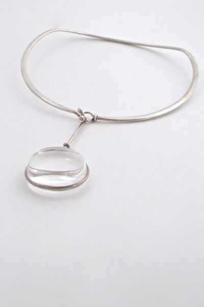Vivianna Torun for Georg Jensen Denmark large Dew Drop rock crystal neck ring and pendant