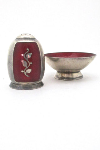 Volmer Bahner Denmark vintage sterling silver enamel salt and pepper set