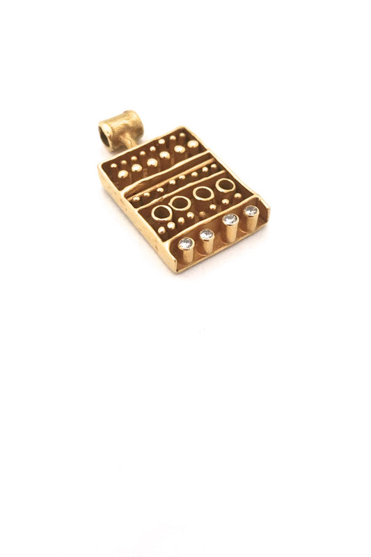 Walter Schluep Canada vintage 18k gold diamonds brutalist pendant for necklace Canadian art design