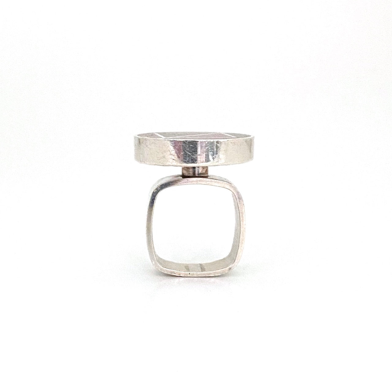 Walter Schluep red enamel geometric ring ~ 2 colour