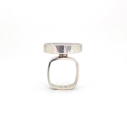Walter Schluep red enamel geometric ring ~ 2 colour