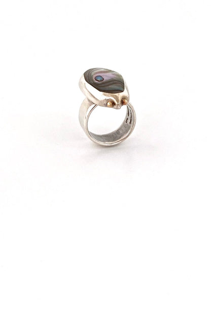 Walter Schluep Canada vintage large silver gold abalone beetle ring Canadian Modernist jewelry design