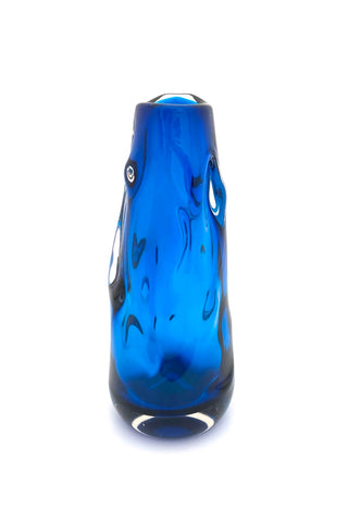 Whitefriars England large Knobbly Kingfisher blue cased glass vase William Wilson Harry Dyer,1963