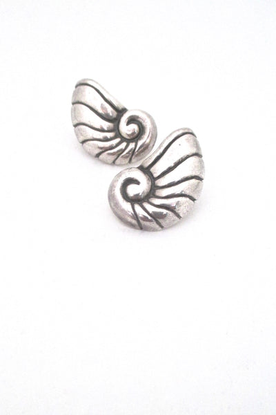 William Spratling Mexico vintage silver nautilus shell earrings post backs for pierced ears