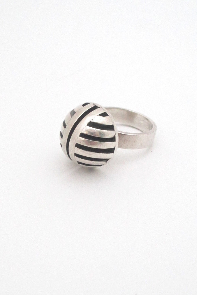 aarikka Finland vintage heavy silver geometric ring by Alpo Jääskeläinen 1967
