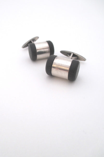 aarikka Finland vintage modernist silver and wood cufflinks 