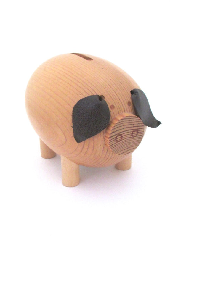 aarikka Finland vintage Scandinavian Modern wood pig piggy bank