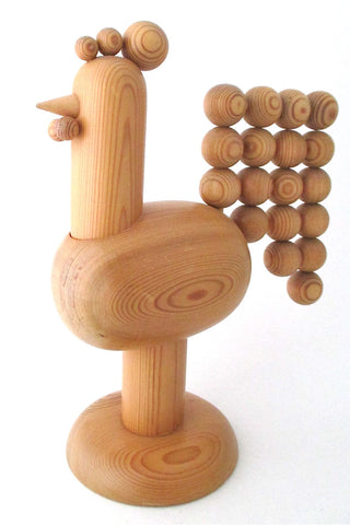 aarikka Finland large vintage kinetic wood rooster sculpture 