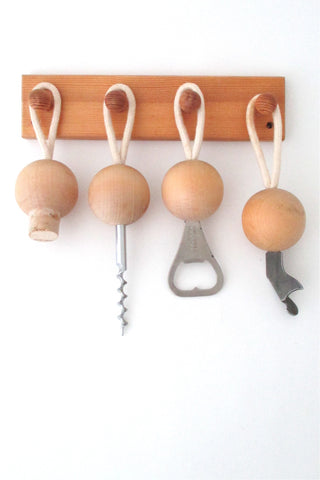aarikka Finland vintage Scandinavian wood bar set wine pull bottle opener cork 