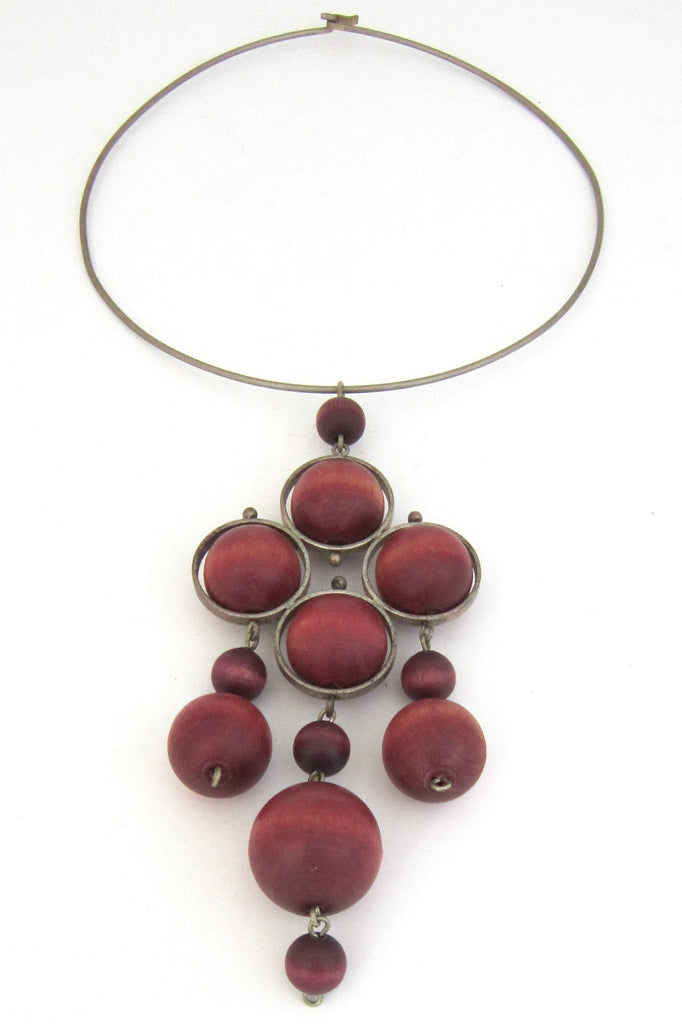 aarikka Finland vintage large russet & aubergine pendant choker