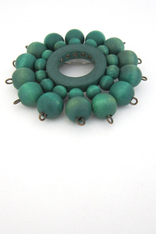 aarikka Finland vintage green pinwheel brooch