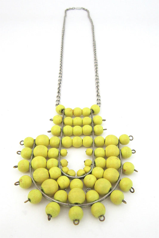 aarikka Finland vintage large canary yellow pendant necklace