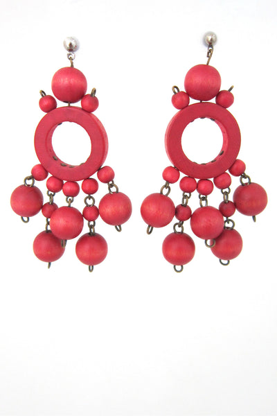 aarikka, Finland vintage red drop earrings