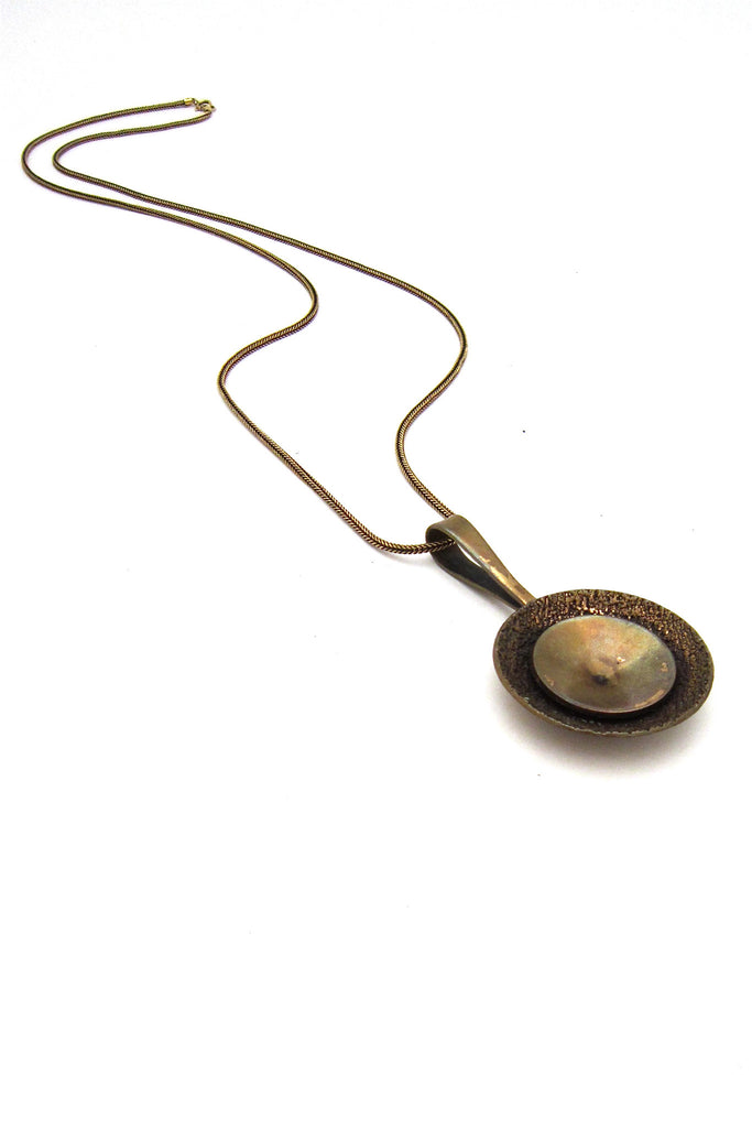 Alton Sweden vintage bronze pendant necklace by KE Palmberg Scandinavian Modernist