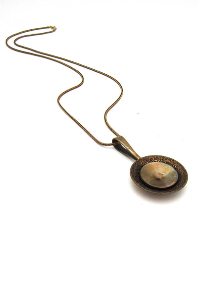 Alton Sweden vintage bronze pendant necklace by KE Palmberg Scandinavian Modernist